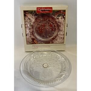 Celebrations Crystal Clear 7" The Night Before Christmas Clear Glass Plate New